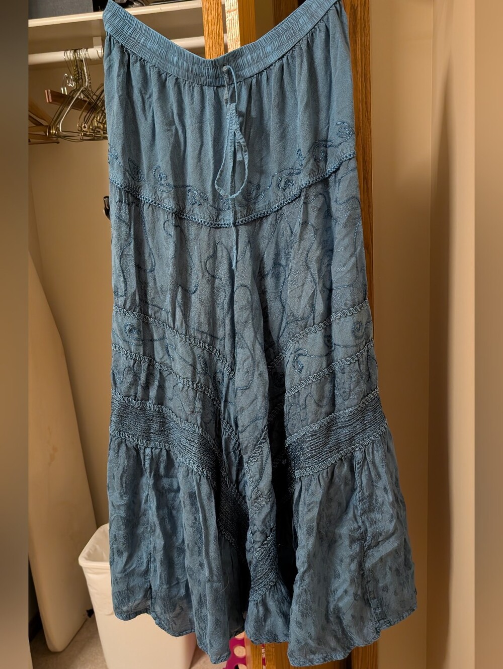 Bohemian-style tiered maxi skirt